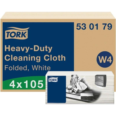Afbeelding van Reinigingsdoek Tork Heavy Duty W4 multifunctioneel nonwoven 150 vel wit 530179