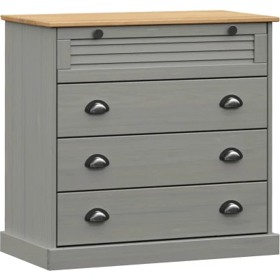 Afbeelding van vidaXL Ladekast VIGO 80x40x76 cm massief grenenhout grijs