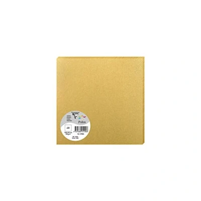 Afbeelding van Clairefontaine 1190C verpakking van 25 afzonderlijke kaarten formaat vierkant 16 x cm 210 g/m² kleur goud uitnodigingskaarten voor evenementen en correspondentie serie pollen premium papier glad