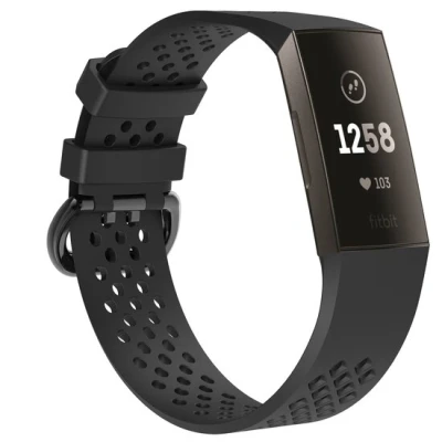 Afbeelding van Fitbit Charge 3 &amp; 4 sport bandje Maat: Large Zwart