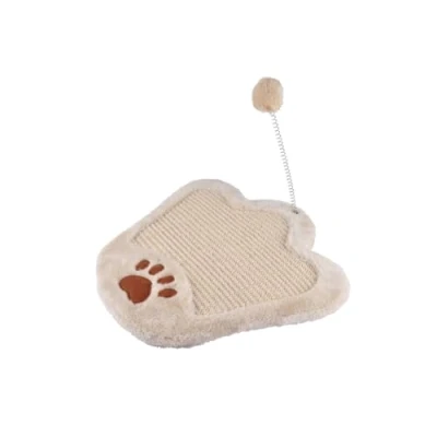 Afbeelding van Krabplank in de vorm van een poot, 35 x 23 cm, met pompon, beige