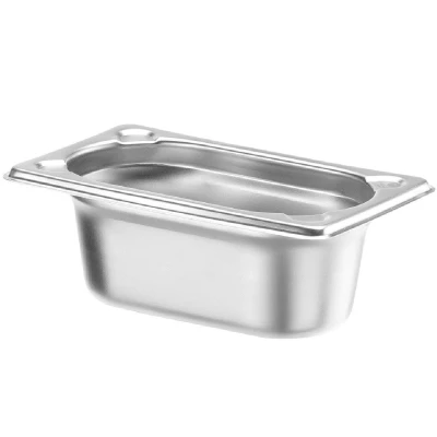 Afbeelding van HENDI Gastronorm bak, GN 1/9, hittebestendigheid 40 C tot 300 C, te gebruiken in convectieovens, koelkasten, waterbaden, chafing schijven, 0,6 l, 176 x 108 65 mm, roestvrij staal
