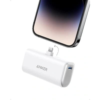 Afbeelding van Anker 621 powerbank met geïntegreerde Lightning aansluiting, 5000 mAh MFi, 12 W, compatibel iPhone 14/14 Pro/14 Plus/14 Pro Max, 13 en series