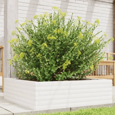 Afbeelding van Plantenbak 80x80x23 cm massief grenenhout wit