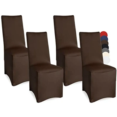 Afbeelding van Beautissu Leona Set van 4 Stoelhoes Stretch 45x90 cm Bruin Oeko Tex