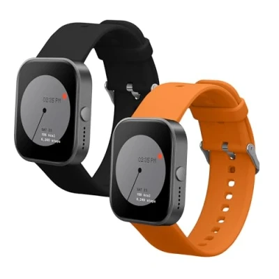 Afbeelding van kwmobile 2x horlogebandjes geschikt voor CMF Watch Pro 2 / 1 bandje Smartwatch bandjes van TPU Activity tracker horloge band in zwart oranje
