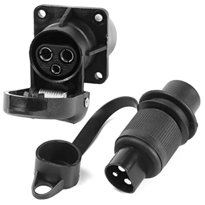 Afbeelding van AGRISHOP 12 V 3 polige stekker voor aanhanger, en stekker, mannelijke aansluiting, adapter camper, tractor, vrachtwagen,