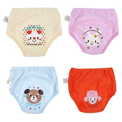 Afbeelding van Baby Trainingsbroek, 4 Stuks Comfortabele Katoenen Trainingsbroek Peuter Zindelijkheidstraining Ondergoed Anti Lekkage Waterdichte Babyluier(100)