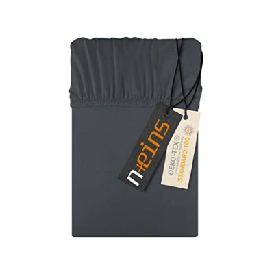 Afbeelding van npluseins Jersey hoeslaken 100% katoen in 22 kleuren 6 maten, ca. 70 x 140 cm, antraciet