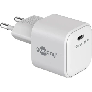 Afbeelding van Goobay USB C PD snellader Nano (45 W) wit 1x poort (Power Delivery)