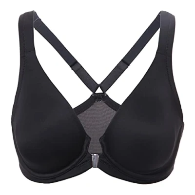 Afbeelding van Delimira Beha met sluiting aan de voorzijde, volledige cup plunge, racerback, beugel, zonder vulling, Zwart, 115E