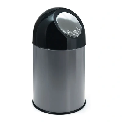 Afbeelding van Prullenbak 30ltr pushdeksel en binnemmer metallic/zwart