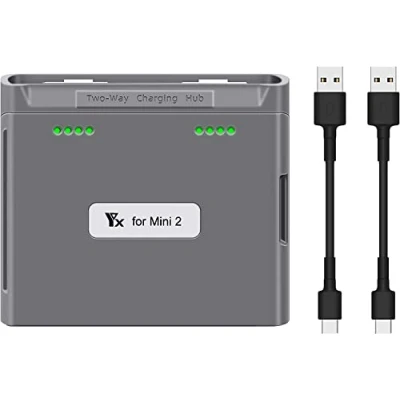 Afbeelding van YUNIQUE GREEN CLEAN POWER Oplader compatibel met DJI Mavic Mini 2/Mini SE Bidirectionele oplaadhub USB C opladen voor drone batterijen, grijs