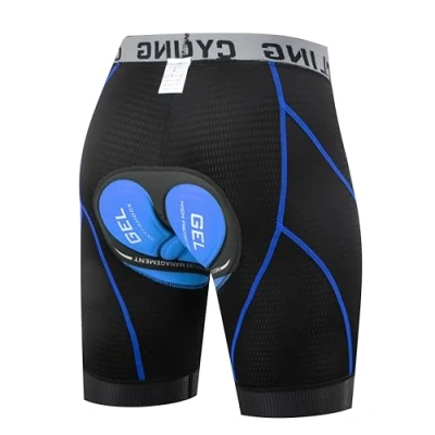 Afbeelding van COTOP Fietsshort voor heren met 3D gelpad, fietsondergoed, MTB ademend, sneldrogend, Ademende mesh shorts in blauw, 3XL