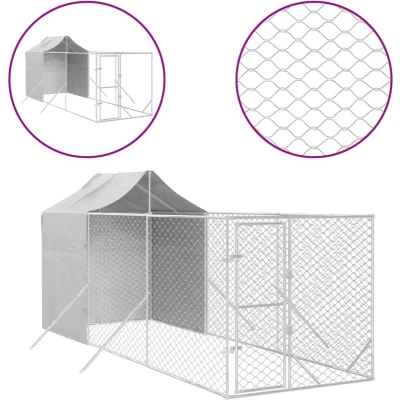 Afbeelding van vidaXL Hondenkennel met dak 2x6x2,5 m gegalvaniseerd staal zilverkleur