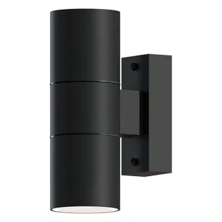Afbeelding van Calex Wandlamp Up &amp; Downlight Turin 2x GU10 IP54 Water en Stofbestendig Geschikt voor Binnen Buiten Eenvoudige installatie Cilinder Zwart