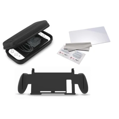 Image de Pack BigBen Pochette de transport Noir + Protection d’écran en verre trempé Support Grip pour Nintendo Switch