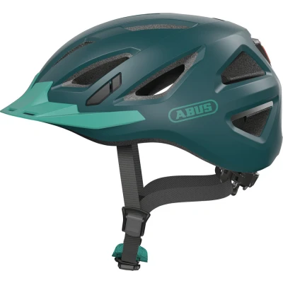 Afbeelding van ABUS Urban I 3.0 Fietshelm met achterlicht, klep en magneetsluiting, voor dames heren, blauwgroen, maat XL