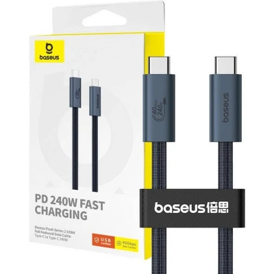Afbeelding van Baseus Flash Series 240W USB C naar Laad/Videokabel 8K 1M Zwart
