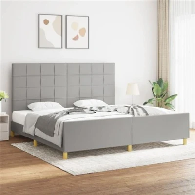 Afbeelding van vidaXL Bedframe met hoofdeinde stof lichtgrijs 200x200 cm
