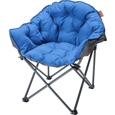 Afbeelding van Skandika Moonchair Premium XL Gevoerde campingstoel Campingstoelen Vouwstoel Kampeerstoel Grote, comfortabele, opvouwbaar, ronde campingstoel, maanstoel voor tuin of camping Rugleuning Max. 150 kg, incl. draagtas blauw