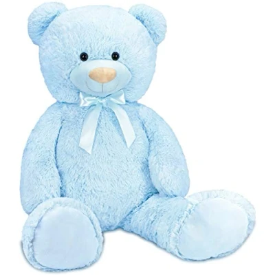 Afbeelding van BRUBAKER XXL Teddybeer 100 cm Zacht Speelgoed Knuffel Teddybear Groot Knuffelbeer Lichtblauw