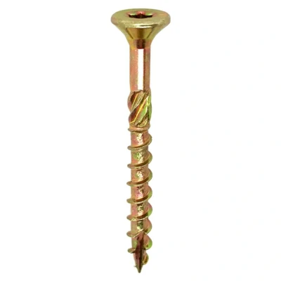 Afbeelding van Woodies Ultimate spaanplaatschroef 4x35mm platkop geel verzinkt deeldraad T20 61440342 (Per 200 stuks)