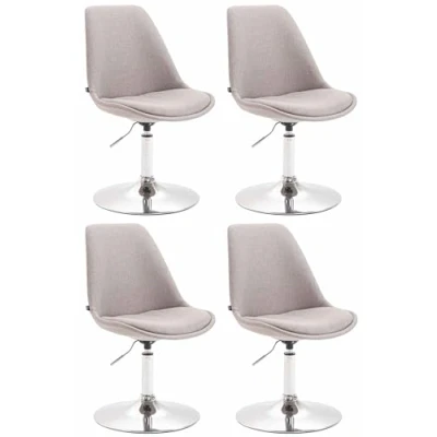 Afbeelding van CLP Maverick Set van 4 Eetkamerstoelen Stof grijs chroom