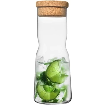 Afbeelding van KROSNO Glazen waterkan met natuurkurk, 1000 ml, Splendour collectie, water en vruchtensap, voor verjaardag, feest, restaurant, vaatwasmachinebestendig