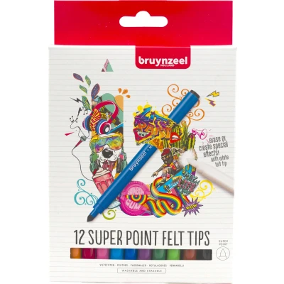 Afbeelding van Bruynzeel Viltstiften Super Point, Etui Met 12 Stuks Viltstift
