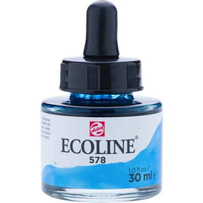 Afbeelding van Talens Ecoline Waterverf Flacon Van 30 Ml, Hemelsblauw (cyaan)
