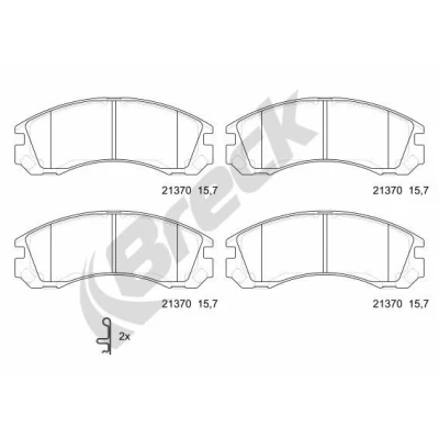 Afbeelding van BRECK 21370 00 701 Remblokkenset Met akoestische slijtagewaarschuwing anti kreukplaat toebehoren MITSUBISHI: OUTLANDER 3