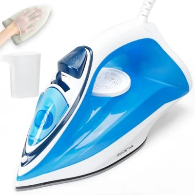 Afbeelding van Aigostar 30J4P Smith Stoomstrijkijzer Keramische strijkzool 2400W Blauw/Wit