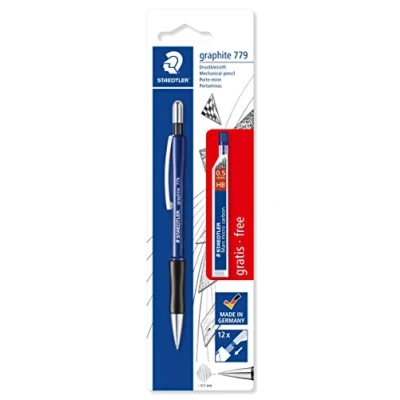 Afbeelding van Staedtler 7795ABK25D grafiet vulpotlood en 1 doos fijne vullingen (HB) gevuld met B vullingen, stiftdiameter 0,5 mm, lichaamskleur: zwart, blisterkaart