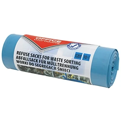Afbeelding van OFFICER PRODUCTS 22025232 01, 120 L blauwe scheurbestendige vuilniszakken, 10 stuks