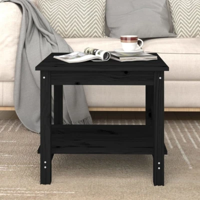 Afbeelding van Salontafel 50x50x45 cm massief grenenhout zwart