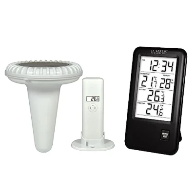 Afbeelding van La Crosse Technology WS9068 Zwembadtemperatuurstation met sonde, Frans display, zwart