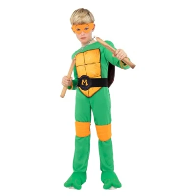 Afbeelding van Funidelia Michelangelo kostuum Ninja Turtles voor jongens, kinderkostuum en accessoires Halloween, carnaval feesten. Maat 13 15 jaar