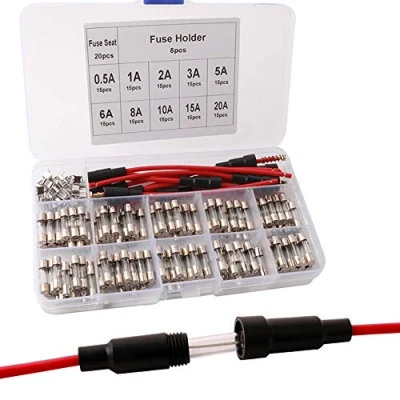 Afbeelding van FULARR® 175 stuks 5 x 20 mm professionele auto Fastblaster glazen buis zekeringsset 150 buizen zekering + zekeringen schroeven type flessenhouder, met transparante kunststof doos