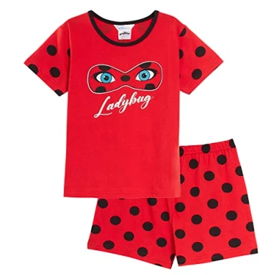 Afbeelding van Miraculous Ladybug Pyjama, kort, voor meisjes en kinderen, rood, 7 jaar, 8 Rood