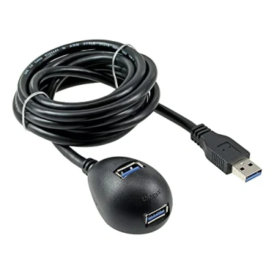 Afbeelding van USB naar 2x docking kabel USB3.0 tot 0,9A / zwart 2 meter