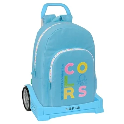 Afbeelding van Schoolrugzak met Wielen Benetton Spring Hemelsblauw 30 x 46 14 cm