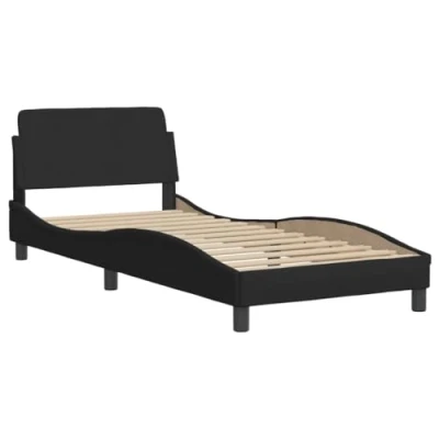 Image de vidaXL Cadre de lit avec tête sans matelas noir 80x200 cm tissu347369