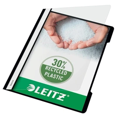 Afbeelding van Leitz Snelhechter A4 30% pre consumer gerecycled plastic 25 Stuks Zwart