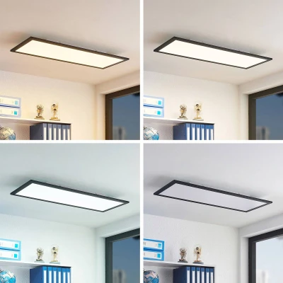 Afbeelding van Lindby LED paneel met dimmer 1licht aluminium, kunststof H: 5.2 cm zwart, wit Inclusief lichtbron