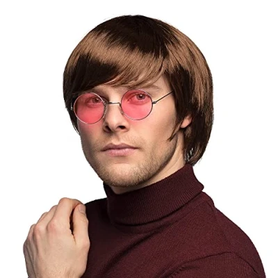 Afbeelding van Boland Pruik John Kort Bruin Steil Mannen Hippie 60&#039;s &amp; 70&#039;s Flower Power