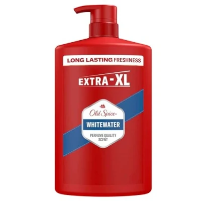 Afbeelding van Old Spice Whitewater 3 in 1 douchegel en shampoo voor mannen, liter, frisse langdurige geur geurkwaliteit, diepe reiniging haar gezicht, zacht gevoel op de huid