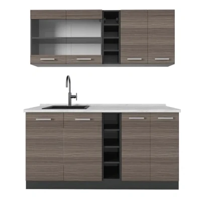 Afbeelding van Vicco Eenpersoonskeuken R Line, Edel grijs/antraciet, 160 cm , WB Marmer