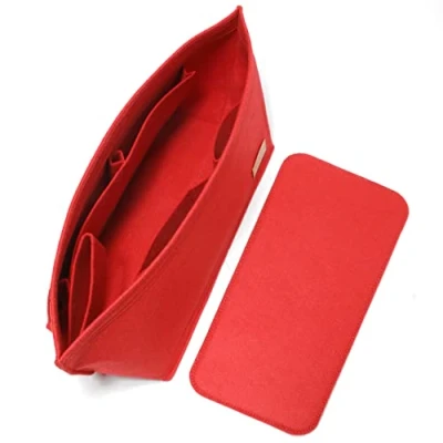 Afbeelding van Doxo Set van 2 vilten portemonnee organizers voor L Speedy 35, Neverfull PM en Base Shaper (medium rode combinatie)
