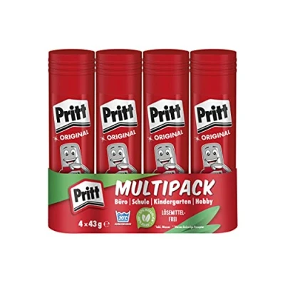 Image de Bâton de colle Pritt, sûre et adaptée aux enfants pour l&#039;art le bricolage, forte l&#039;école bureau, 4x 43 g Pritt